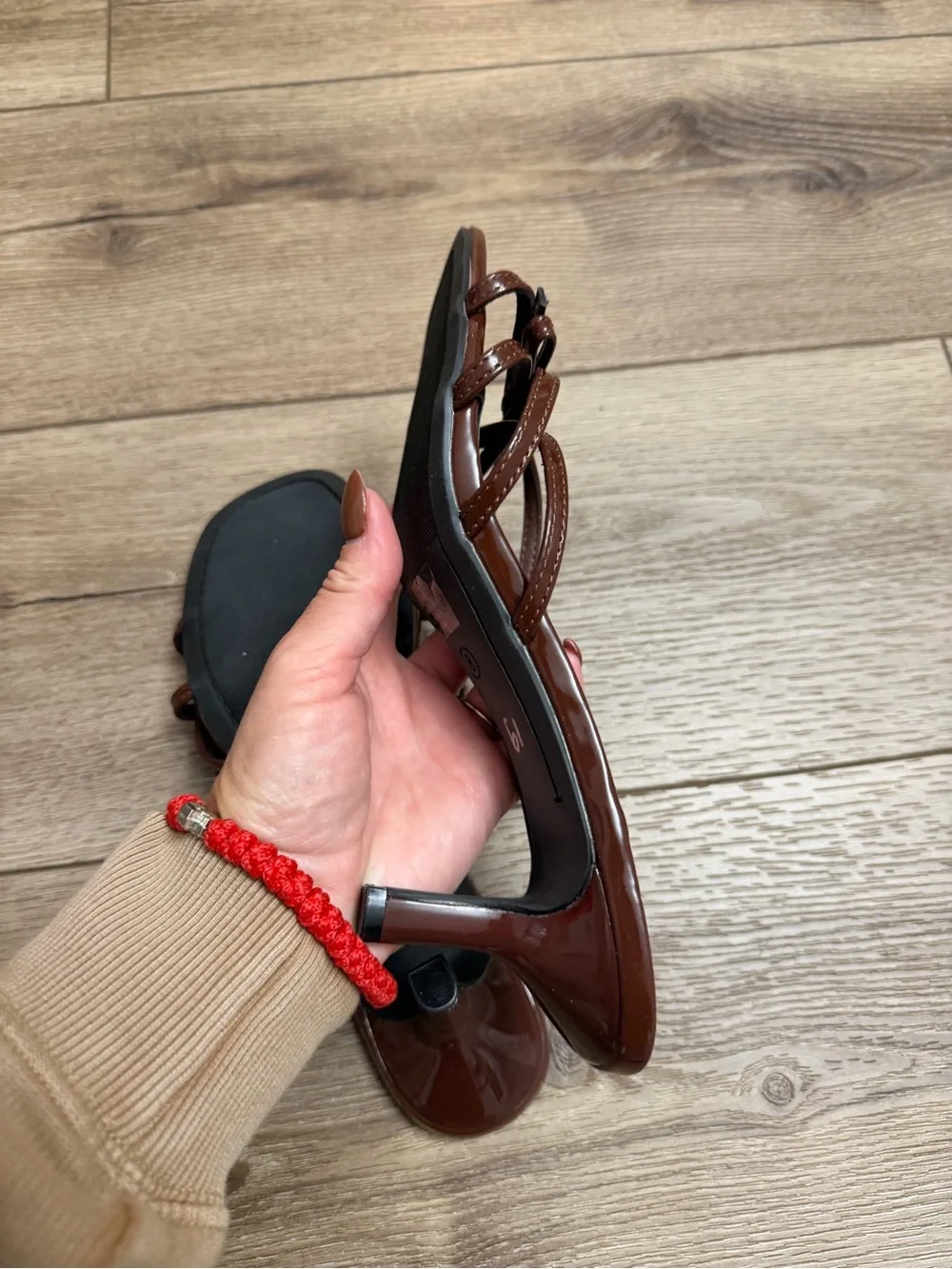 Angels Brown Bow-Strap Slide Sandals